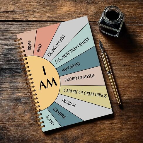 Journaling Notebooks for Women, Inspirational Quote-I am Kind Smart Brave Positive Boho Rainbow Notebook - A5 Spiral Journal Notebook Office Supplies School Gifts for Teacher Birthday Graduation (Rainbow) in Saudi Arabia