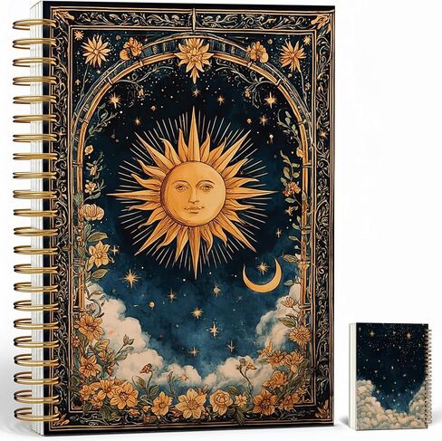 Gothic Notebook Journal for Women - A5 Spiral Notebook with Black Butterflies & Flowers Design, Vintage Witchy Journal, Lined Paper, Gothic Office & School Supplies, Unique Gifts for Women Birthday, Christmas (Yello-moon) in Saudi Arabia