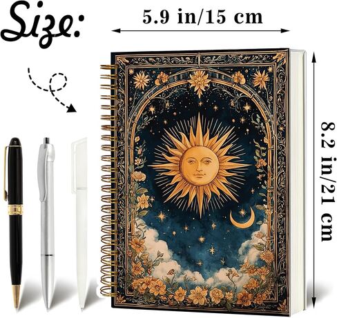 Gothic Notebook Journal for Women - A5 Spiral Notebook with Black Butterflies & Flowers Design, Vintage Witchy Journal, Lined Paper, Gothic Office & School Supplies, Unique Gifts for Women Birthday, Christmas (Yello-moon) in Saudi Arabia