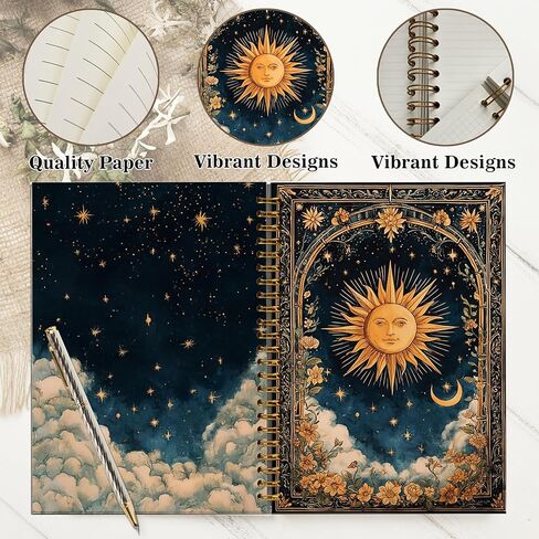Gothic Notebook Journal for Women - A5 Spiral Notebook with Black Butterflies & Flowers Design, Vintage Witchy Journal, Lined Paper, Gothic Office & School Supplies, Unique Gifts for Women Birthday, Christmas (Yello-moon) in Saudi Arabia