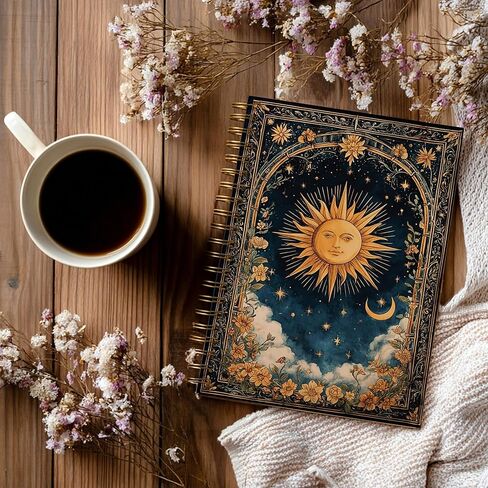Gothic Notebook Journal for Women - A5 Spiral Notebook with Black Butterflies & Flowers Design, Vintage Witchy Journal, Lined Paper, Gothic Office & School Supplies, Unique Gifts for Women Birthday, Christmas (Yello-moon) in Saudi Arabia