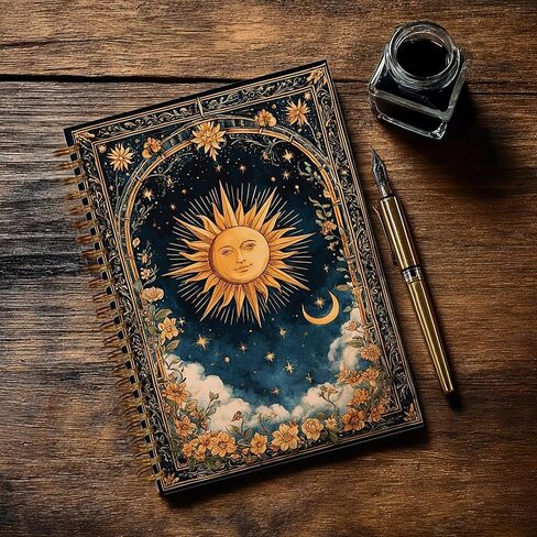 Gothic Notebook Journal for Women - A5 Spiral Notebook with Black Butterflies & Flowers Design, Vintage Witchy Journal, Lined Paper, Gothic Office & School Supplies, Unique Gifts for Women Birthday, Christmas (Yello-moon) in Saudi Arabia