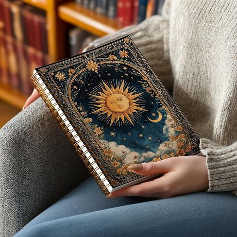 Gothic Notebook Journal for Women - A5 Spiral Notebook with Black Butterflies & Flowers Design, Vintage Witchy Journal, Lined Paper, Gothic Office & School Supplies, Unique Gifts for Women Birthday, Christmas (Yello-moon) in Saudi Arabia