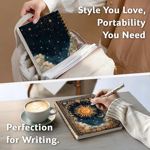 Gothic Notebook Journal for Women - A5 Spiral Notebook with Black Butterflies & Flowers Design, Vintage Witchy Journal, Lined Paper, Gothic Office & School Supplies, Unique Gifts for Women Birthday, Christmas (Yello-moon) in Saudi Arabia