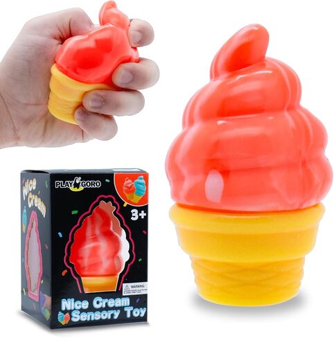 Stress Relief Ice Cream Cone Squishy Toy - Play GORO Nice Cream Sensory Squeeze Fidget Toy, Soft Anti-Anxiety Toy for Kids Adults ADHD Autism in Saudi Arabia