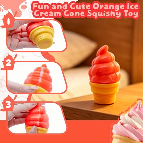Stress Relief Ice Cream Cone Squishy Toy - Play GORO Nice Cream Sensory Squeeze Fidget Toy, Soft Anti-Anxiety Toy for Kids Adults ADHD Autism in Saudi Arabia