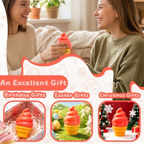 Stress Relief Ice Cream Cone Squishy Toy - Play GORO Nice Cream Sensory Squeeze Fidget Toy, Soft Anti-Anxiety Toy for Kids Adults ADHD Autism in Saudi Arabia