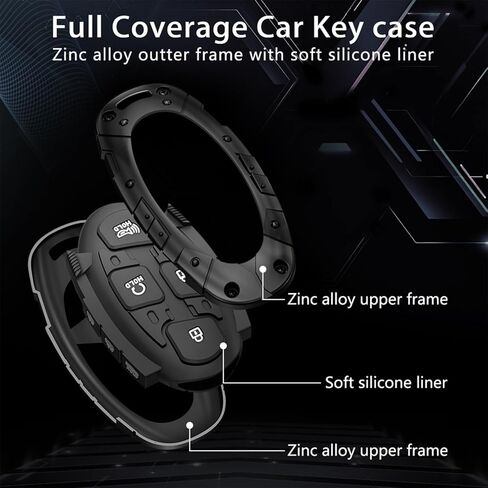7 Buttons Compatible with Hyundai Key Fob Cover Accessories, Fits for Sonata Santa Fe Tucson KONA Grandeur Ioniq 6,Heavy Metal Key Fob Cover for Hyundai (7 Buttons) in Saudi Arabia