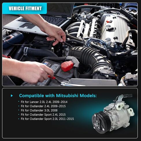 Air Conditioner AC Compressor with Clutch Fit for Mitsubishi Lancer 2.0L 2.4L 2009-2014 Outlander 2008-2015 Outlander Sport 2011-2015 813A212 7813A229 7813A350 7813A365 7813A402 in Kuwait