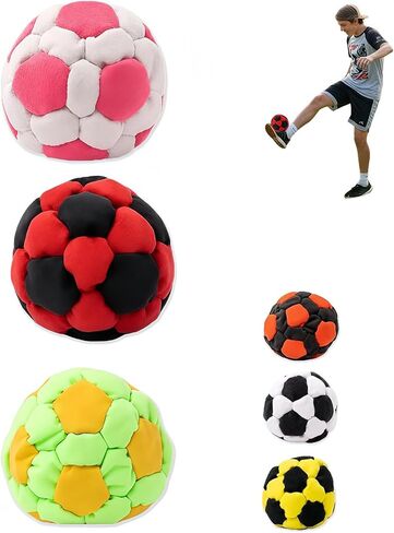 32 Panel Footbag with Spiral Pellet Filling, Soft Durable Kick Bag for Kids and Adults, Soccer Style Coordination Training Ball for Outdoor Play and Stress Relief in Saudi Arabia