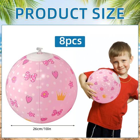 8 Pack Pink Bow Beach Ball, 7.87" for Summer Pool and Beach Game Gifts Birthday Party Supplies Decorations in Saudi Arabia
