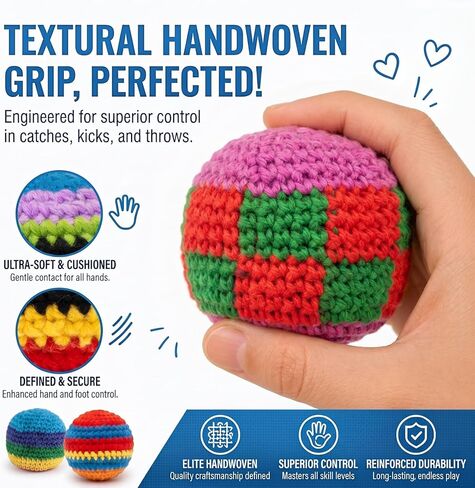 Hacky Footbag Sack Set – Soft Kick Sack Balls for Adults & Beginners – Durable Juggling & Outdoor Game – Portable Fun for Beach, Camping, Backyard & Summer Party in Kuwait