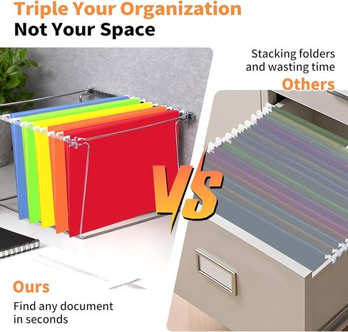 20 Pack Colored Hanging File Folders with 2 Dividers Letter Size, 5 Color Assorted, Goefun Classification Folders for Drawer, Cabinet, with 1/5-Cut Adjustable Tabs (No Built-in Tab on Divider) in Kuwait