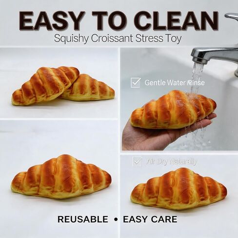 Butter Bread Squishy Toy, Slow Rising Squishies, Mystery Box Surprise Fidget Squeeze Toy, Soft Sensory Stress Ball, Anxiety Relief Fidget Toy, for Kids & Adults (Croissant Bread) in Saudi Arabia