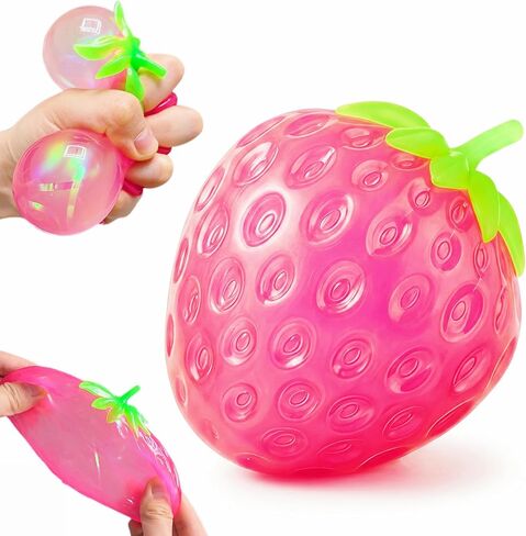 Pink Squishy Strawberry Stress Sugar Ball, Soft Strawberry Sensory Fidget Squeeze Toy for Kids and Adults, Slow Rising Fruit Sugar Squishies for Anxiety Relief, Cute Birthday Gifts & Party Favors in Kuwait