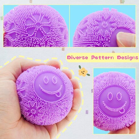 Fuzz Squishy Stress Ball - Soft Fidget Toy with Smiley Face for Anxiety Relief, Sensory Play for Kids & Adults, Perfect for Office & School in Saudi Arabia