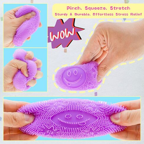 Fuzz Squishy Stress Ball - Soft Fidget Toy with Smiley Face for Anxiety Relief, Sensory Play for Kids & Adults, Perfect for Office & School in Saudi Arabia