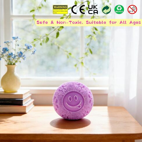 Fuzz Squishy Stress Ball - Soft Fidget Toy with Smiley Face for Anxiety Relief, Sensory Play for Kids & Adults, Perfect for Office & School in Saudi Arabia
