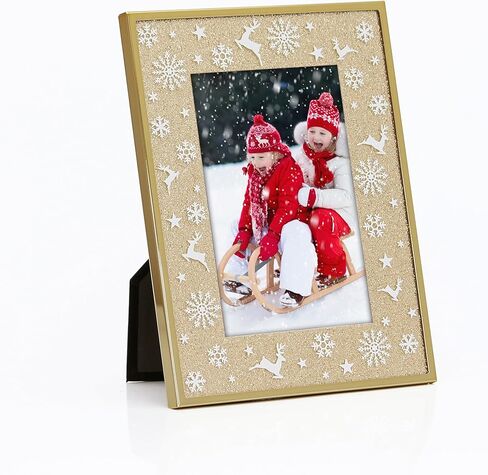 MIMOSA MOMENTS Snowflakes Christmas Metal Silver Picture Frame for 4x6 Photo (Red Glitter) in Saudi Arabia