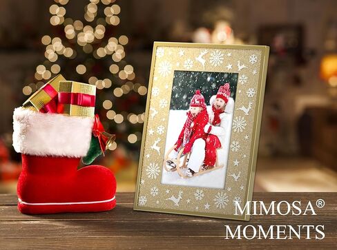 MIMOSA MOMENTS Snowflakes Christmas Metal Silver Picture Frame for 4x6 Photo (Red Glitter) in Saudi Arabia