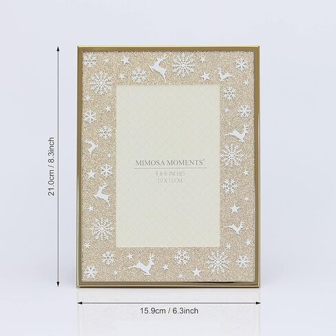 MIMOSA MOMENTS Snowflakes Christmas Metal Silver Picture Frame for 4x6 Photo (Red Glitter) in Saudi Arabia