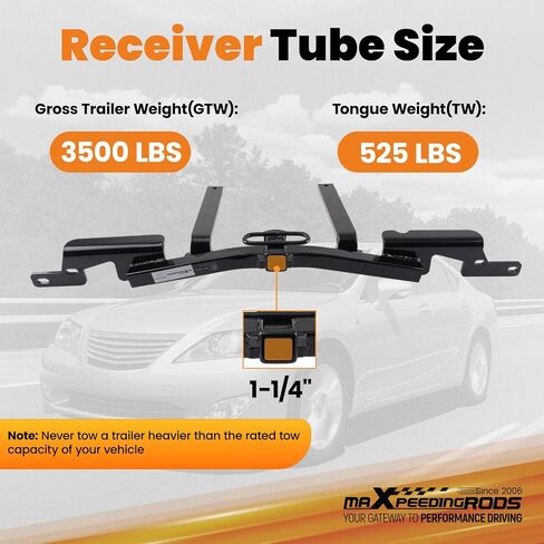 maXpeedingrods Trailer Hitch Receiver with Rubber Hitch Cover, Rear Class 2 Tow Hitch, 1-1/4 inch Receiver Fits for ES350 2007-2012 & for Toyota Camry Hybrid 2007-2011 in Kuwait