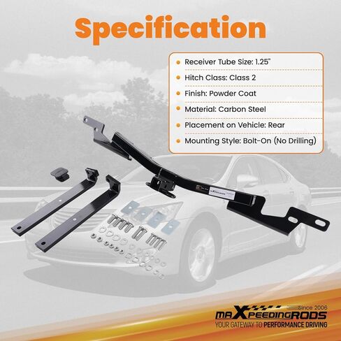 maXpeedingrods Trailer Hitch Receiver with Rubber Hitch Cover, Rear Class 2 Tow Hitch, 1-1/4 inch Receiver Fits for ES350 2007-2012 & for Toyota Camry Hybrid 2007-2011 in Kuwait