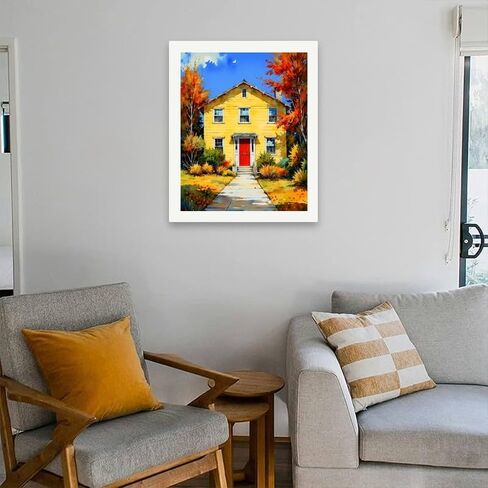 TAOPAOLAB House Paint by Numbers Kit for Adults - DIY Autumn Yard and Yellow House Painting on Canvas 16x20 Inches, Acrylic Paint Set, Suitable for Beginners, Art for Home Decoration or Gifts in Kuwait