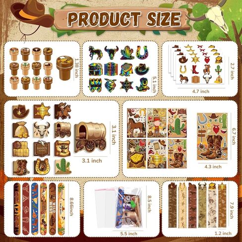 BenLouis 96 Pcs Western Cowboy Party Favors Wild West School Stationery Bulk for Kids Classroom Yee Haw Rodeo Birthday Gift Candy Goodie Bag Fillers Horse Cowboy Decor Pinata Prize Activity Supplies in Kuwait