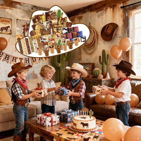 BenLouis 96 Pcs Western Cowboy Party Favors Wild West School Stationery Bulk for Kids Classroom Yee Haw Rodeo Birthday Gift Candy Goodie Bag Fillers Horse Cowboy Decor Pinata Prize Activity Supplies in Kuwait