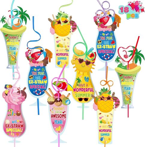 festival End of The Year Gifts, 18 Pack End of The Year Cards and Reusable Drinking Straws Kit for End of the Year Gift in Saudi Arabia
