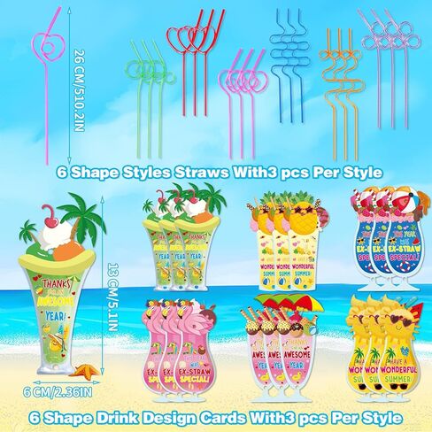 festival End of The Year Gifts, 18 Pack End of The Year Cards and Reusable Drinking Straws Kit for End of the Year Gift in Saudi Arabia