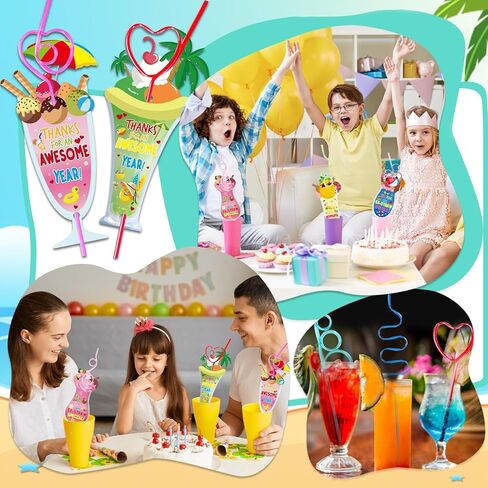 festival End of The Year Gifts, 18 Pack End of The Year Cards and Reusable Drinking Straws Kit for End of the Year Gift in Saudi Arabia