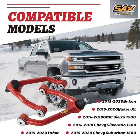2-4" Lift Front Upper Control Arm for 2014-2018 Chevy Silverado 1500 & GMC Sierra 1500,2015-2020 Chevy Suburban 1500, Yukon，Tahoe, Yukon XL, PU Bushed Red Tubular Arms with Ball Joints in Saudi Arabia