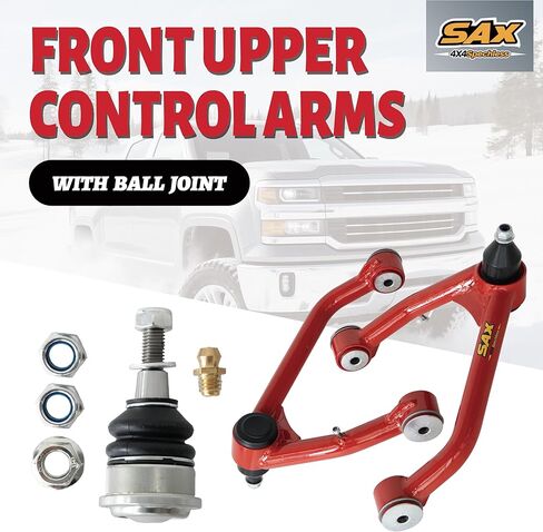 2-4" Lift Front Upper Control Arm for 2014-2018 Chevy Silverado 1500 & GMC Sierra 1500,2015-2020 Chevy Suburban 1500, Yukon，Tahoe, Yukon XL, PU Bushed Red Tubular Arms with Ball Joints in Saudi Arabia