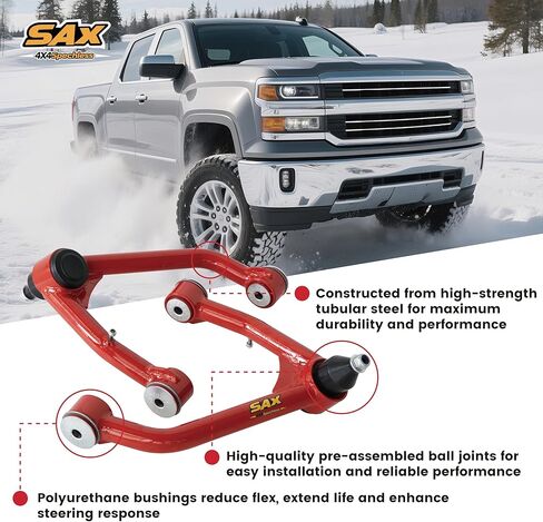 2-4" Lift Front Upper Control Arm for 2014-2018 Chevy Silverado 1500 & GMC Sierra 1500,2015-2020 Chevy Suburban 1500, Yukon，Tahoe, Yukon XL, PU Bushed Red Tubular Arms with Ball Joints in Saudi Arabia
