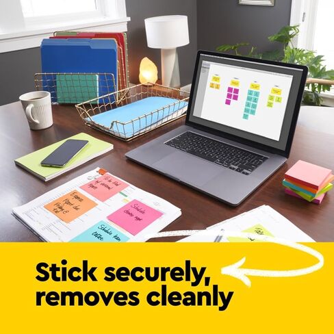 Post-it Notes, 4 in x 6 in, Lined, Assorted Bright Colors, 2 Pack, 10 Pads, 100 Sheets per Pad, 1000 Sheets Total, Sticky Notes for Planners, School and Office in Kuwait
