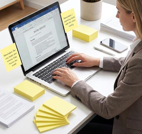 Yellow Sticky Notes Large,4 x 6in Super Big Notepads,400pcs Super Sticking Note Pads for Vertical Surfaces,Monitors,Walls,Windows and Office Desk Accessories,Clean Removal Adhesive for to Do List in Kuwait