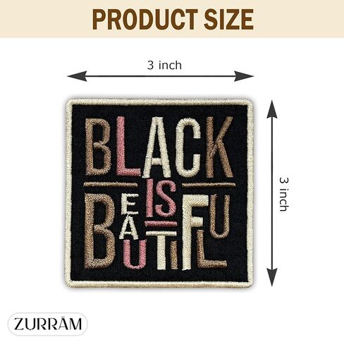 Black is Beautiful Embroidered Patch Black Girl Fabric Applique Embroidery Patches Melanin Poppin Positive Affirmation Iron On Sew On Patches for Clothes Backpacks Hats Gifts for Women Men 3x3 Inches in Saudi Arabia