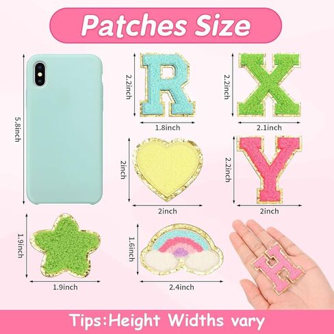 106 PCS Chenille Letter Patches Sticker, Self Adhesive Chenille Patches for Clothing, Varsity Letters Iron on Letters Patches for Hats Backpacks Bags in Saudi Arabia