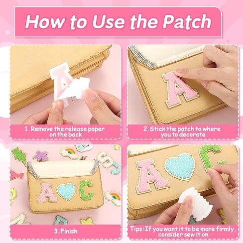 106 PCS Chenille Letter Patches Sticker, Self Adhesive Chenille Patches for Clothing, Varsity Letters Iron on Letters Patches for Hats Backpacks Bags in Saudi Arabia