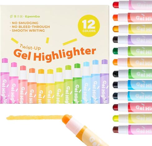 12-Pack Bible Highlighters No Bleed -Vibrant Pastel Colors Aesthetic Twist-Up Gel Highlighters Set, Dry Bible Markers for Bible Journaling, Study, School - No Smear on Thin Paper in Saudi Arabia
