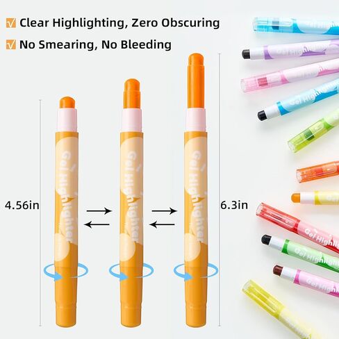 12-Pack Bible Highlighters No Bleed -Vibrant Pastel Colors Aesthetic Twist-Up Gel Highlighters Set, Dry Bible Markers for Bible Journaling, Study, School - No Smear on Thin Paper in Saudi Arabia