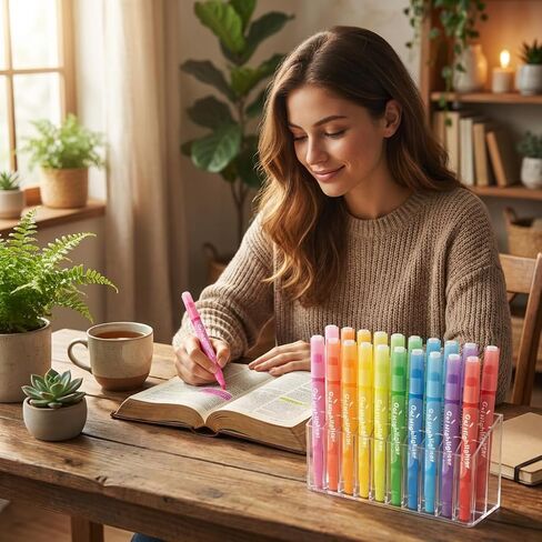 12-Pack Bible Highlighters No Bleed -Vibrant Pastel Colors Aesthetic Twist-Up Gel Highlighters Set, Dry Bible Markers for Bible Journaling, Study, School - No Smear on Thin Paper in Saudi Arabia