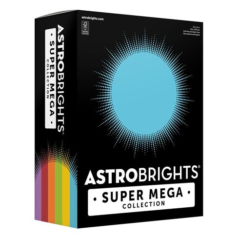 مجموعة Astrobrights Super Mega، ورق ملون، تشكيلة كلاسيكية، 6 ألوان موسعة، 780 ورقة، 24 رطل/89 جرامًا للمتر المربع، 8.5 بوصة × 11 بوصة - المزيد من الألوان، والمزيد من الأوراق! (91478) in Kuwait