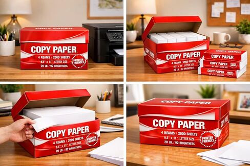 2 Boxes of 4 Reams, total 8 Reams Copy Paper – 8.5 x 11", 20 lb, 92 Bright – 8 Reams (4,000 Sheets) – Jam-Free for Basic & High-Volume Printing – Letter Size- Package- MADE IN USA in Kuwait