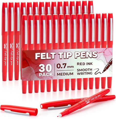 Mr. Pen- Felt Tip Pens, 30 Pack, 0.7 mm, Red Felt Tip Pens Bulk, Fast Dry, No Smear, Planner Markers for Underlining, Writing, Drawing, Journaling Supplies in Saudi Arabia