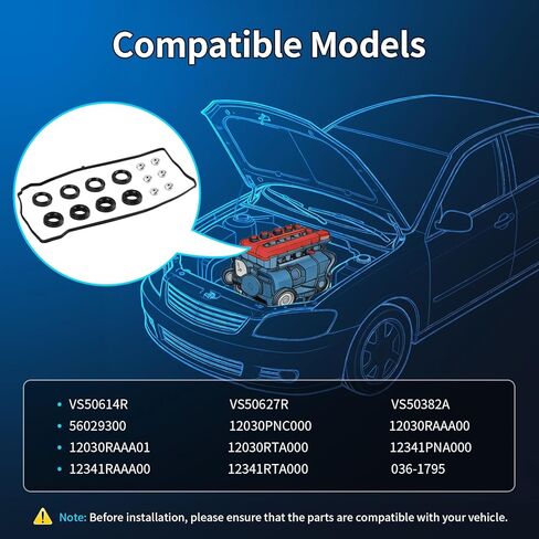 VS50614R Engine Valve Cover Gasket Set Fits for 2002-2015 Honda Accord Civic CRV Element Crosstour, 2002-20015 Acura CSX TSX RSX RDX ILX, 2.0L 2.4L, Valve Cover Gasket Kit Replace VS50382A 56029300 in Kuwait