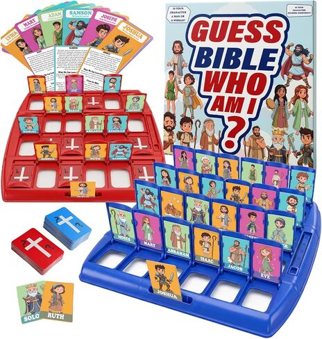 Guessing Bible Who I Am Game? – Bible Trivia Card Game for Kids & Families, 24 Holy Bible Characters with Life Story & Verse Card, Christian Sunday School & Youth Group Games Catholic Gift in Saudi Arabia