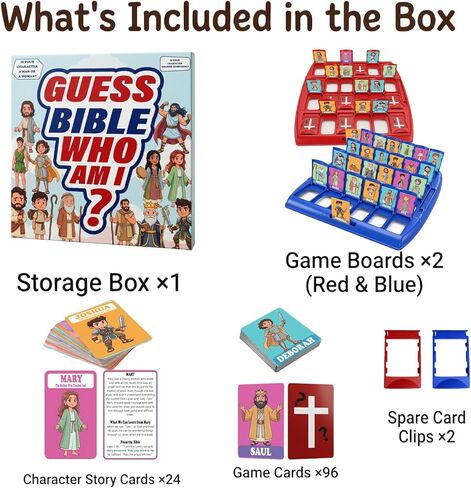 Guessing Bible Who I Am Game? – Bible Trivia Card Game for Kids & Families, 24 Holy Bible Characters with Life Story & Verse Card, Christian Sunday School & Youth Group Games Catholic Gift in Saudi Arabia